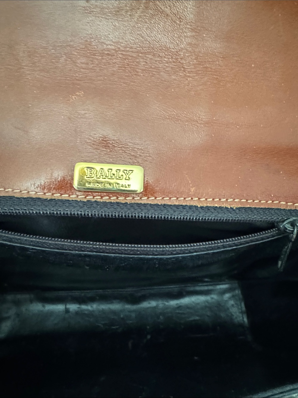 Vintage Bally Black Leather Crossbody with Brown Trim - Picture 12 of 15